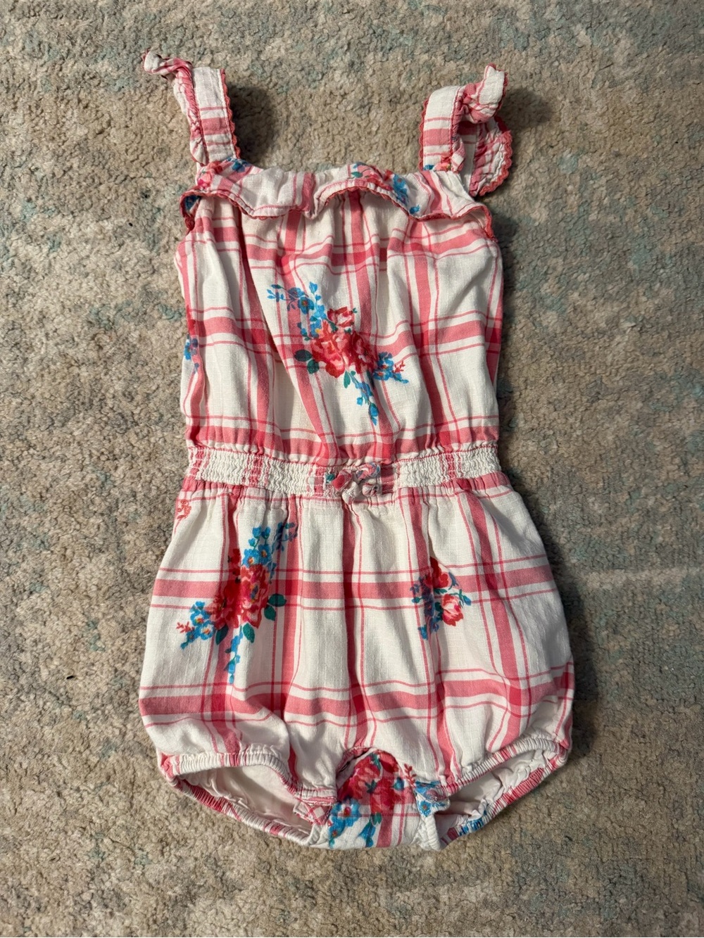 Ralph Lauren Pink Plaid Floral Romper